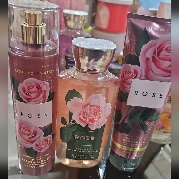 Bath & Body Works Rose Body Wash Mist And Body Cream Bundle